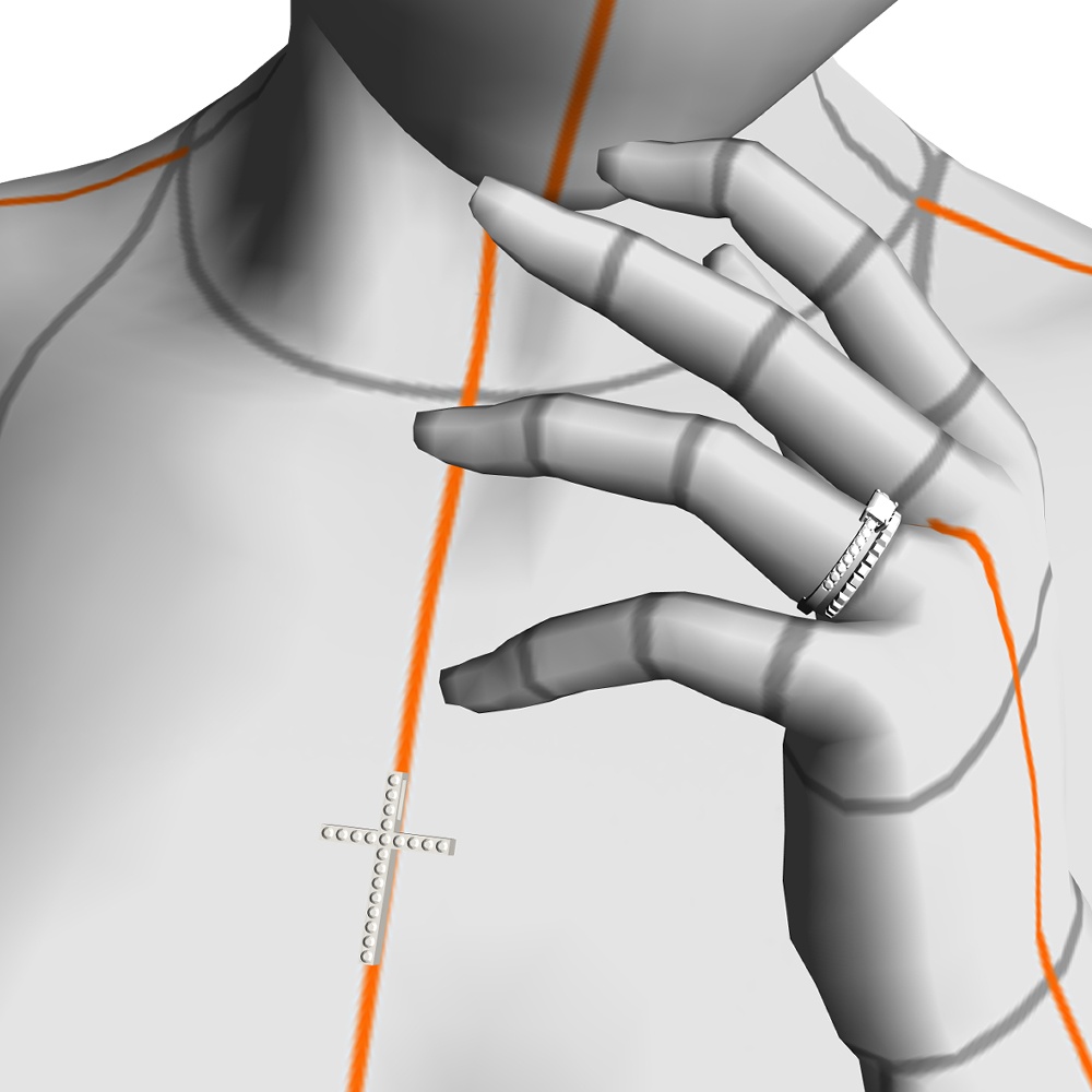 【3Dモデルデータ】クロスペンダント【3D Model gem cross pendant】