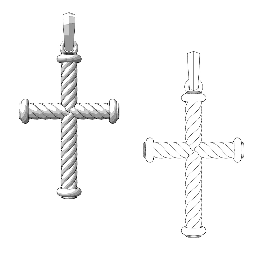 【3Dモデルデータ】クロスペンダント【3D Model gem cross pendant】