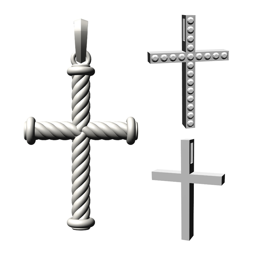 【3Dモデルデータ】クロスペンダント【3D Model gem cross pendant】
