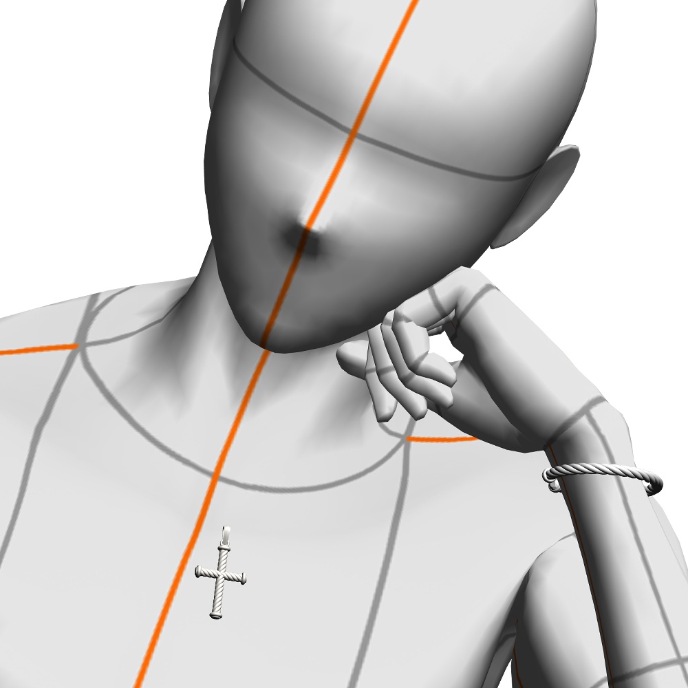 【3Dモデルデータ】クロスペンダント【3D Model gem cross pendant】