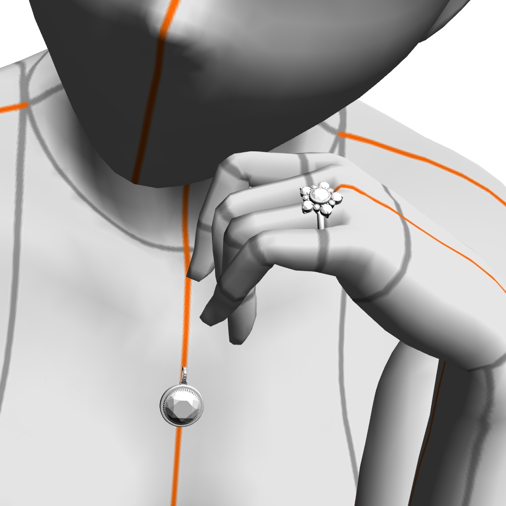 【3Dモデルデータ】フラワーリング【3D Model gemstone flower Ring】