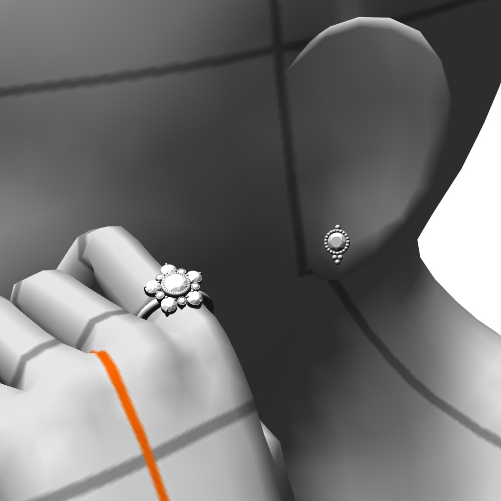 【3Dモデルデータ】フラワーリング【3D Model gemstone flower Ring】