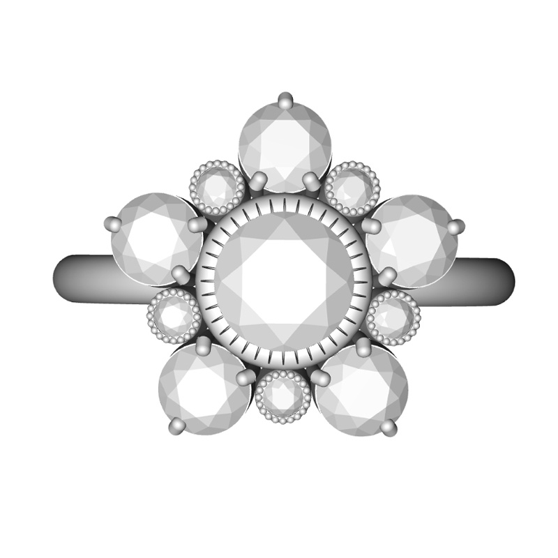 【3Dモデルデータ】フラワーリング【3D Model gemstone flower Ring】