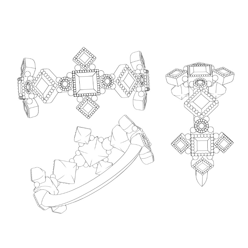 【3Dモデルデータ】デザインリング【3D Model gemstone ring】