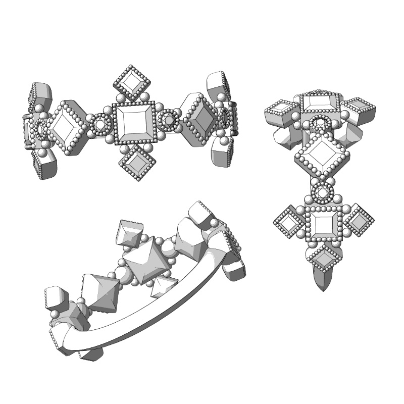 【3Dモデルデータ】デザインリング【3D Model gemstone ring】