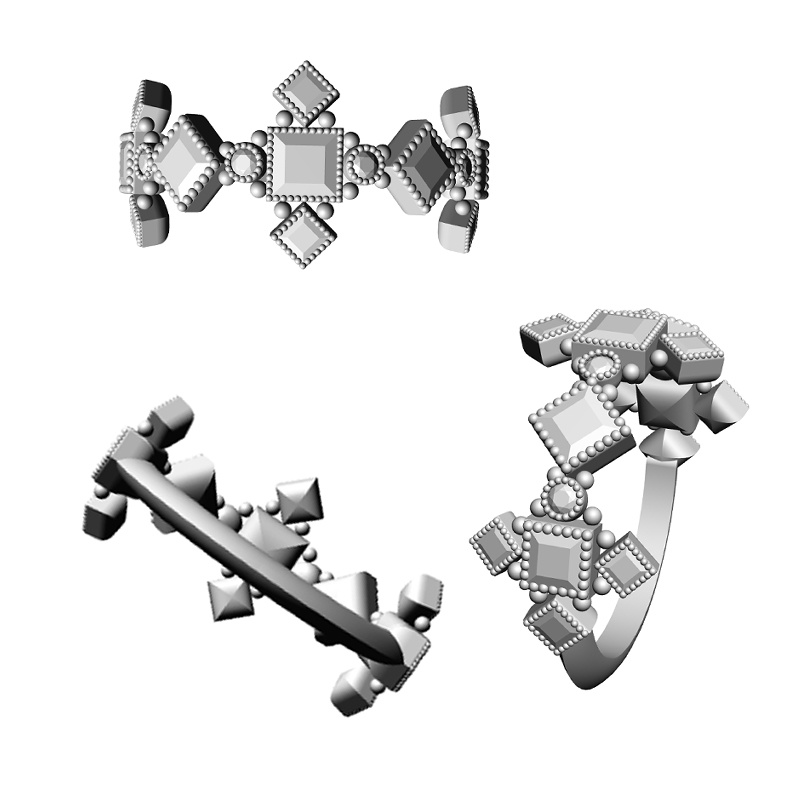 【3Dモデルデータ】デザインリング【3D Model gemstone ring】