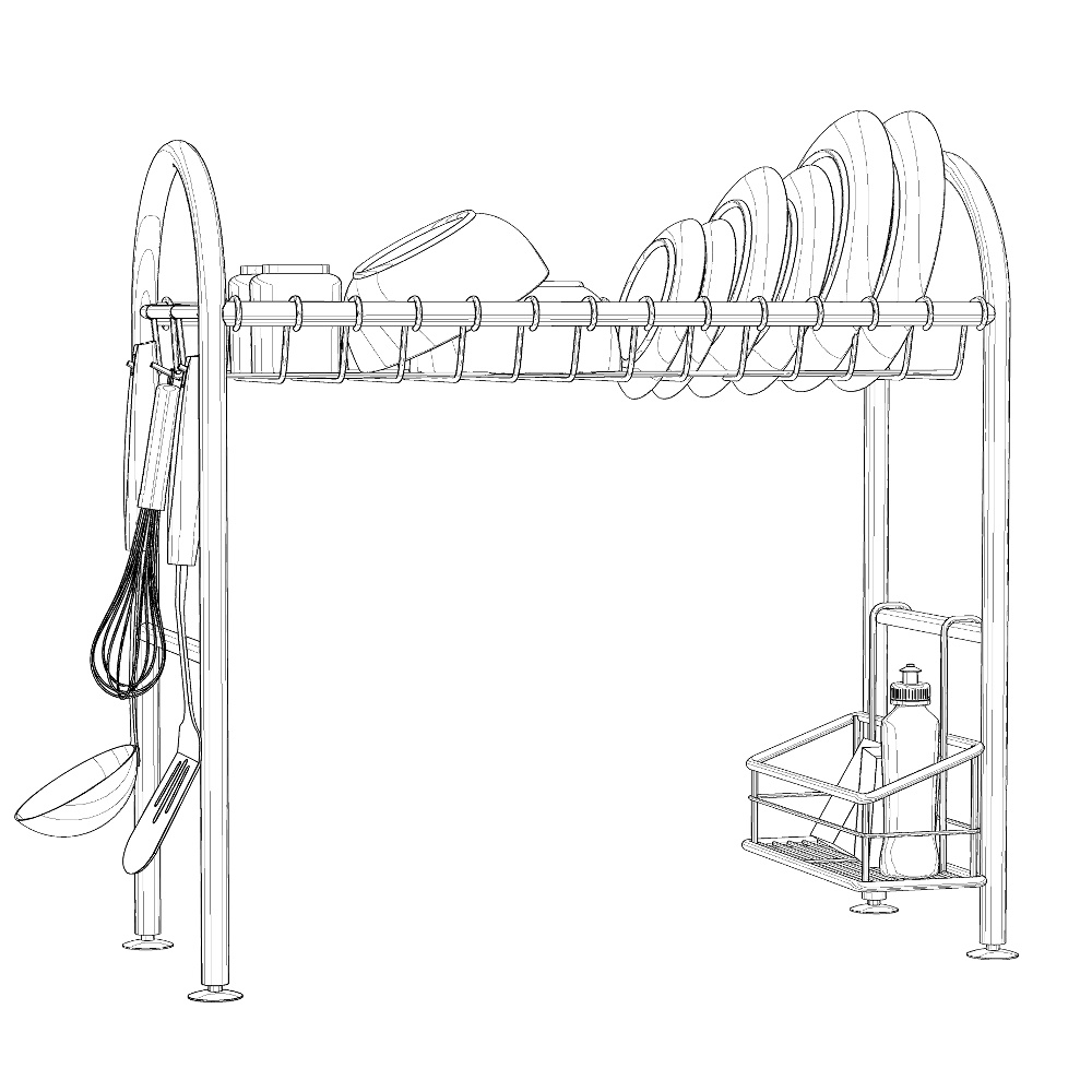 【3Dモデルデータ】シンク上水切りラックセット【Drainer Rack】