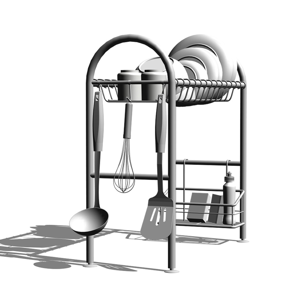 【3Dモデルデータ】シンク上水切りラックセット【Drainer Rack】