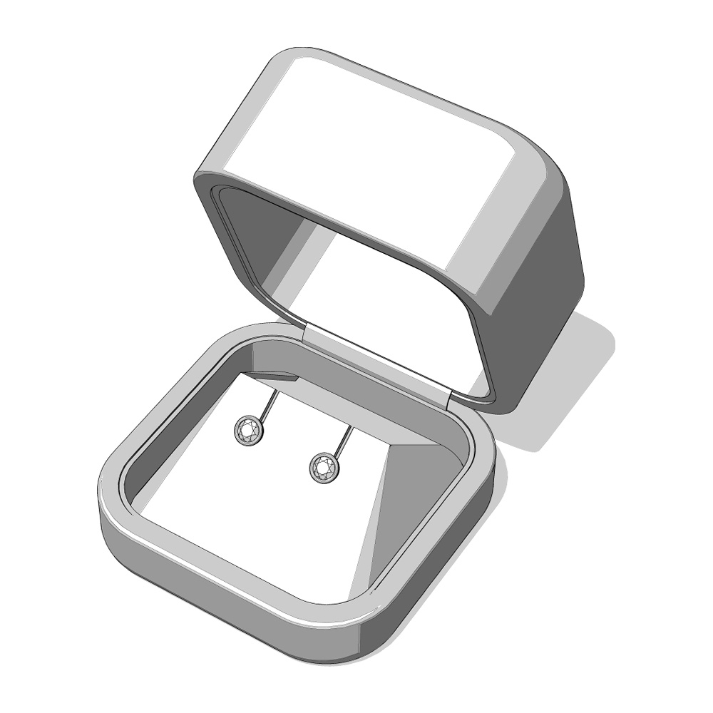 【3Dモデルデータ】ピアス2 : ケース付き(フクリン)【Pierced earrings (with case)】
