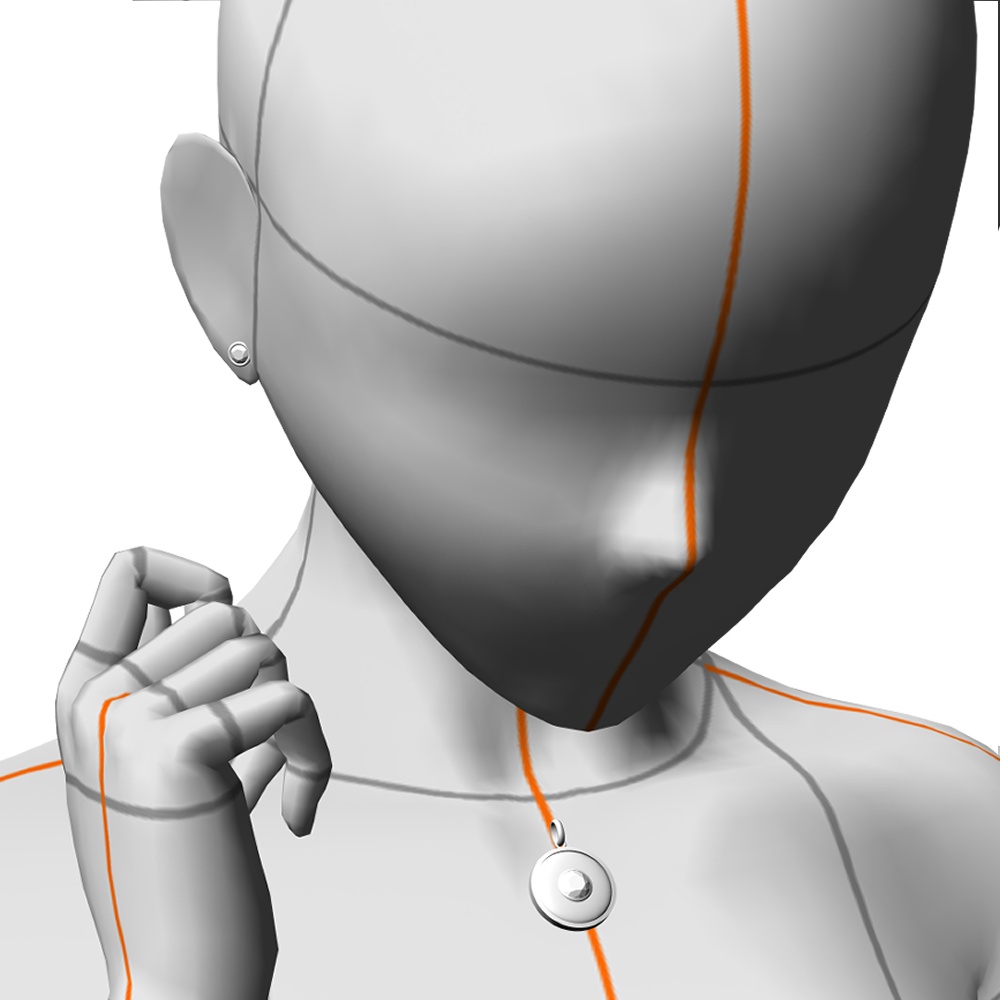 【3Dモデルデータ】ピアス2 : ケース付き(フクリン)【Pierced earrings (with case)】