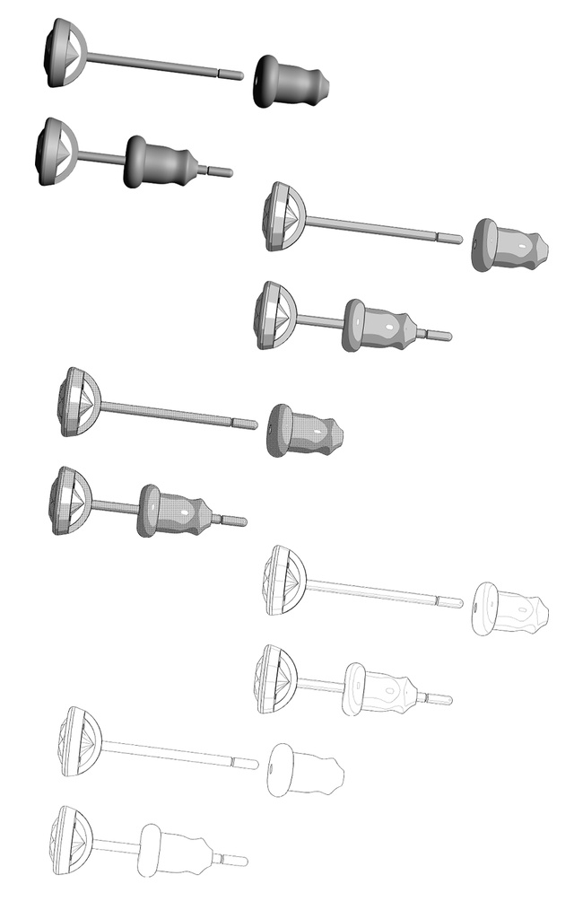 【3Dモデルデータ】ピアス2 : ケース付き(フクリン)【Pierced earrings (with case)】