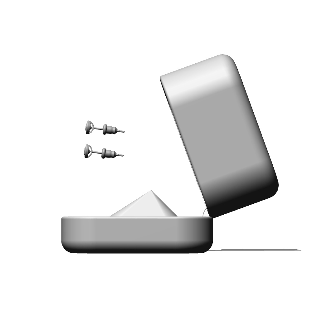 【3Dモデルデータ】ピアス2 : ケース付き(フクリン)【Pierced earrings (with case)】