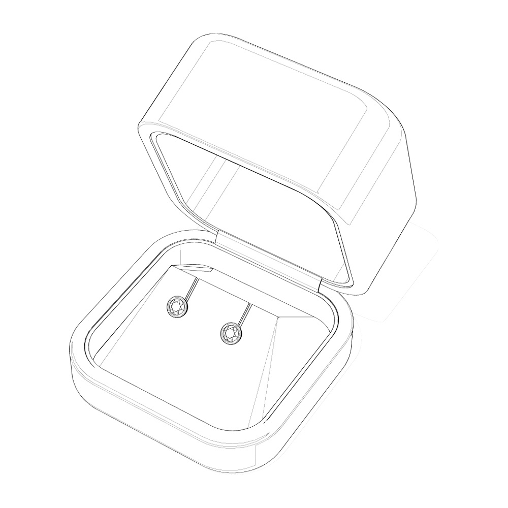 【3Dモデルデータ】ピアス2 : ケース付き(フクリン)【Pierced earrings (with case)】