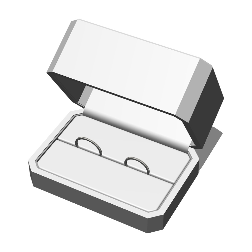【3Dモデルデータ】ケース付きペアリング(ミル打ち)【3DModel milgrainRing and jewelbox】