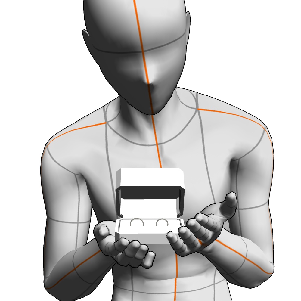 【3Dモデルデータ】ケース付きペアリング(ミル打ち)【3DModel milgrainRing and jewelbox】