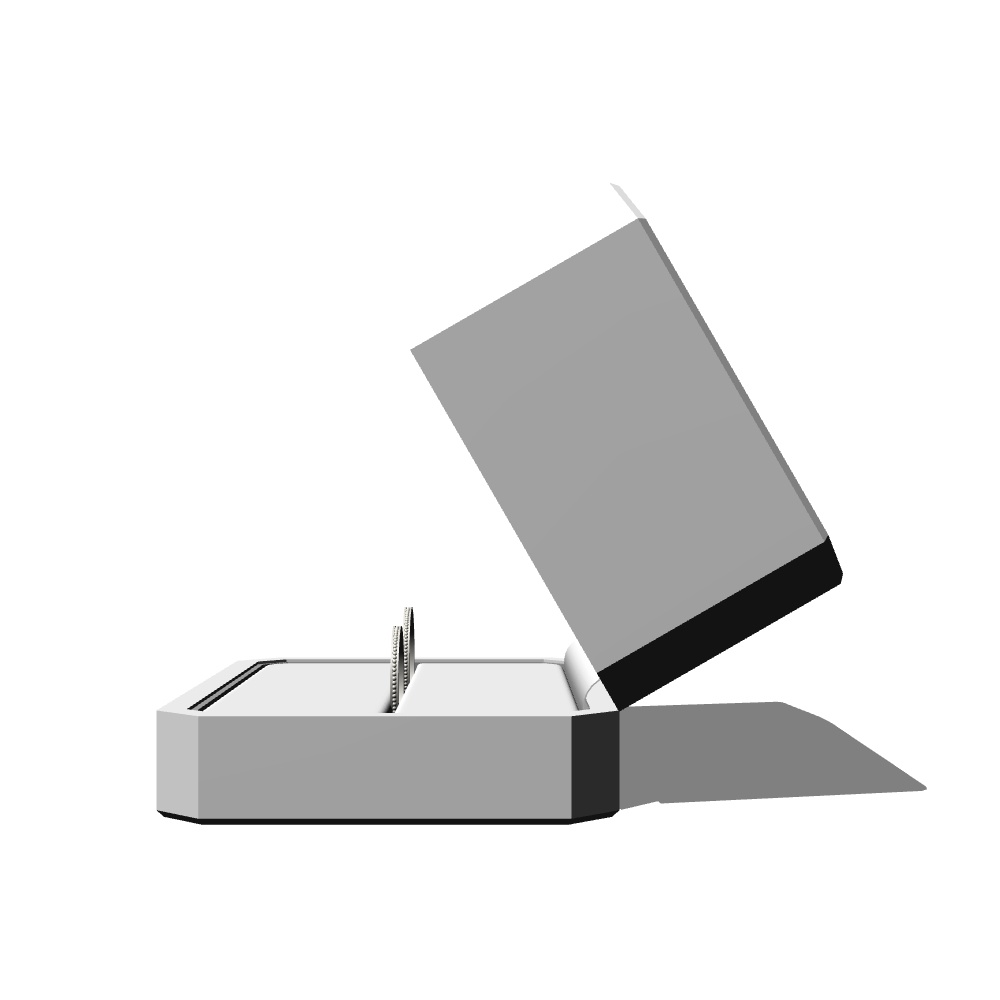 【3Dモデルデータ】ケース付きペアリング(ミル打ち)【3DModel milgrainRing and jewelbox】