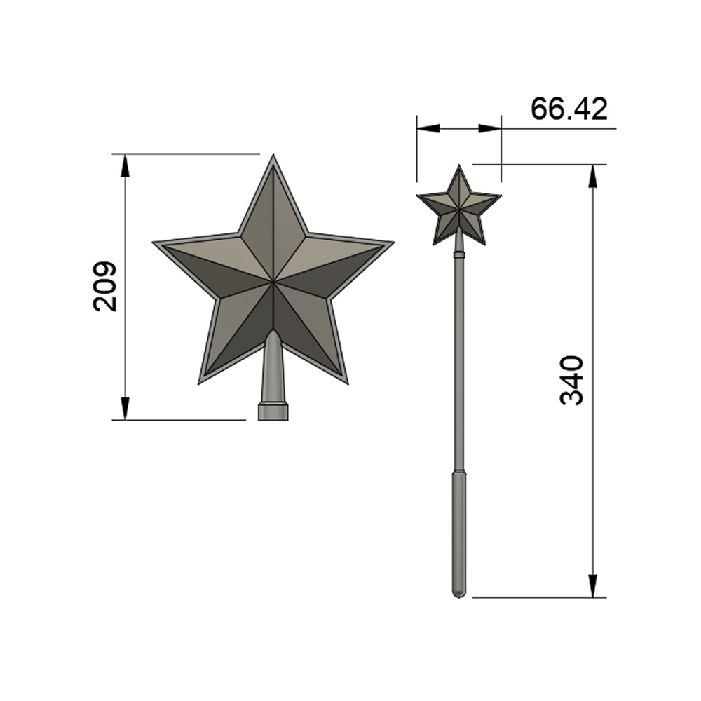 【3Dモデルデータ】魔法の杖(星)とクリスマスツリートップ【3DModel Christmas tree top and magic wand (star)】