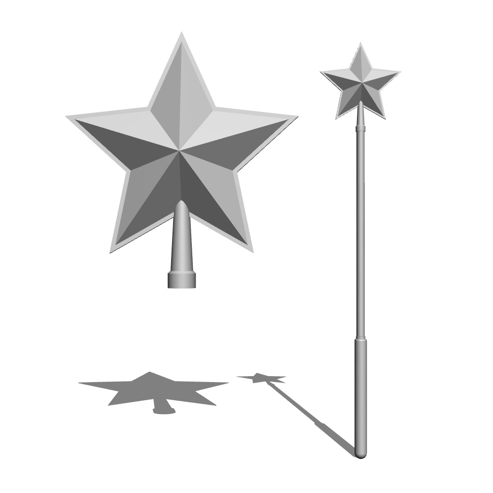 【3Dモデルデータ】魔法の杖（星）とクリスマスツリートップ【3DModel Christmas tree top and magic wand (star)】