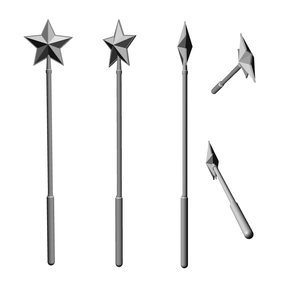 【3Dモデルデータ】魔法の杖(星)とクリスマスツリートップ【3DModel Christmas tree top and magic wand (star)】