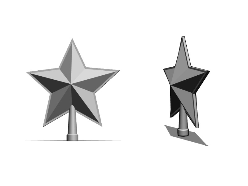 【3Dモデルデータ】魔法の杖(星)とクリスマスツリートップ【3DModel Christmas tree top and magic wand (star)】