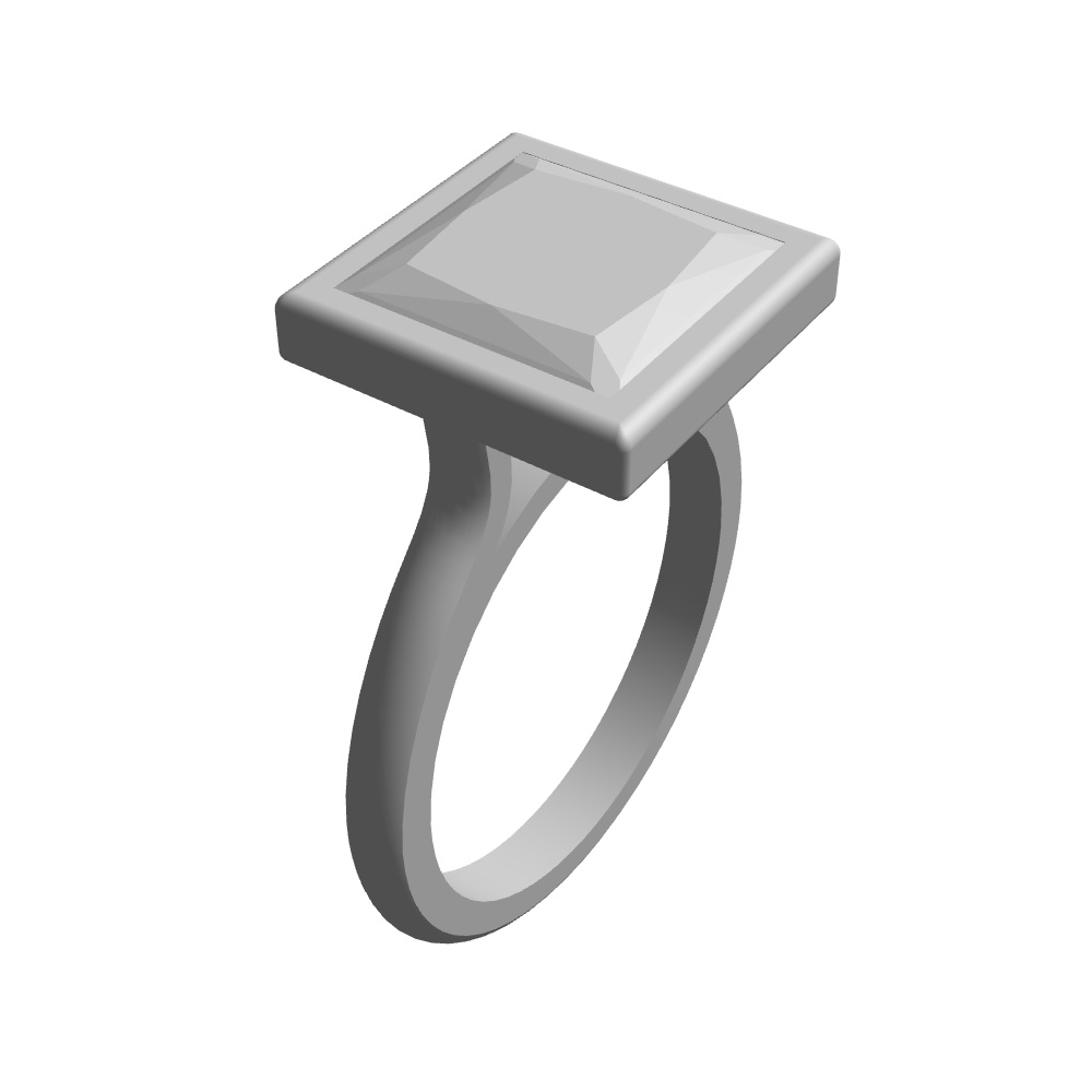 【3Dモデルデータ】リング8（プリンセスカット）【Ring8 Prinsess cut】