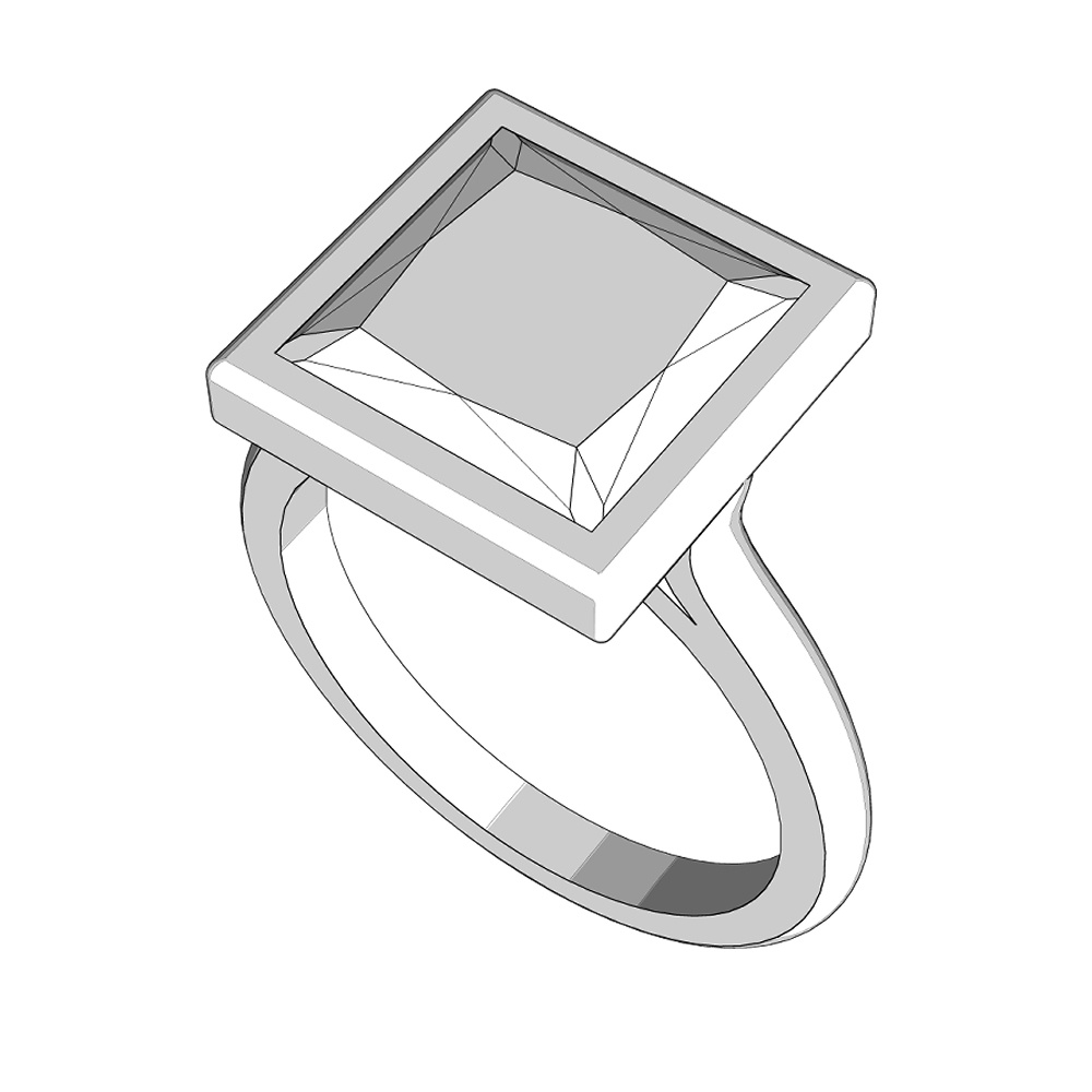 【3Dモデルデータ】リング8(プリンセスカット)【Ring8 Prinsess cut】