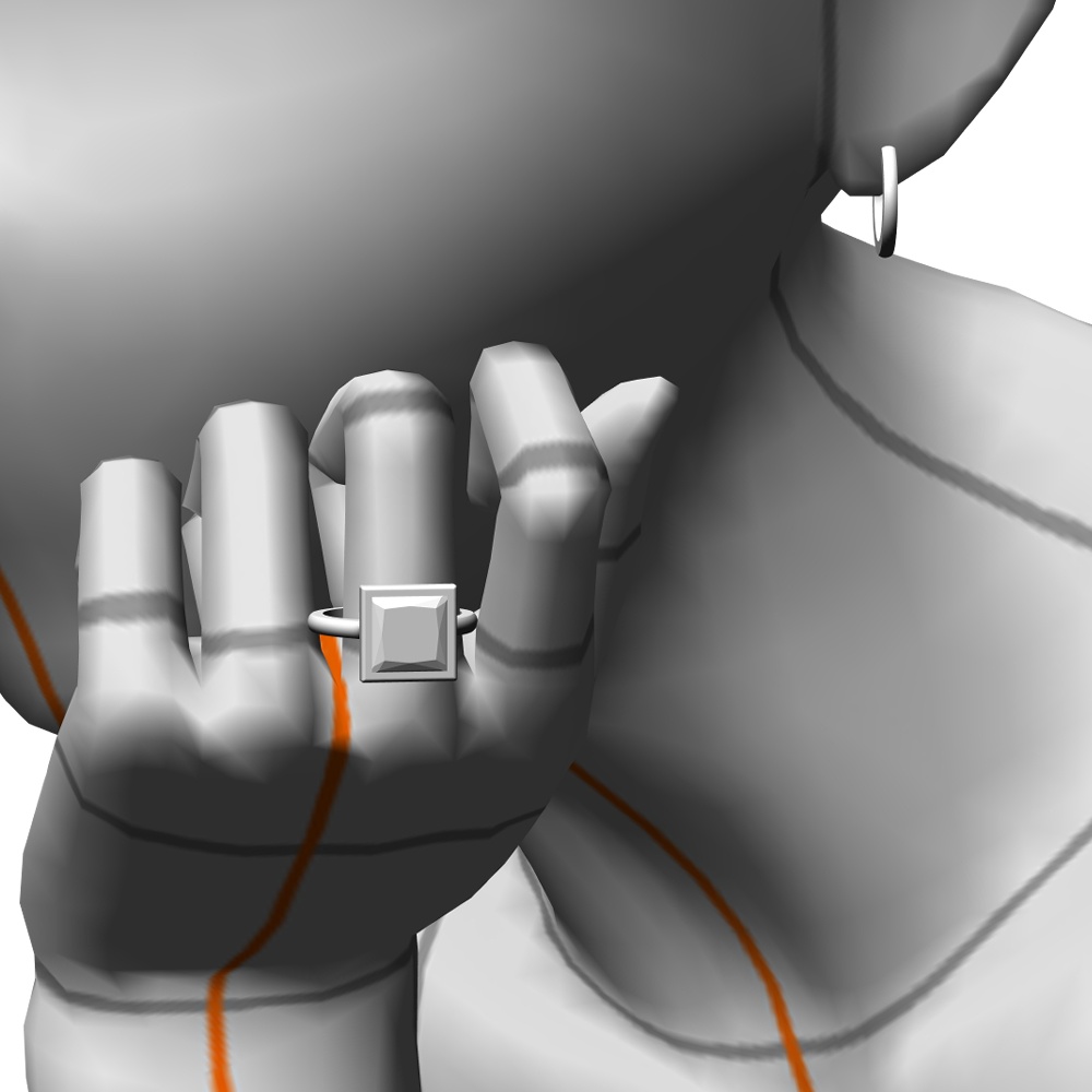 【3Dモデルデータ】リング8(プリンセスカット)【Ring8 Prinsess cut】