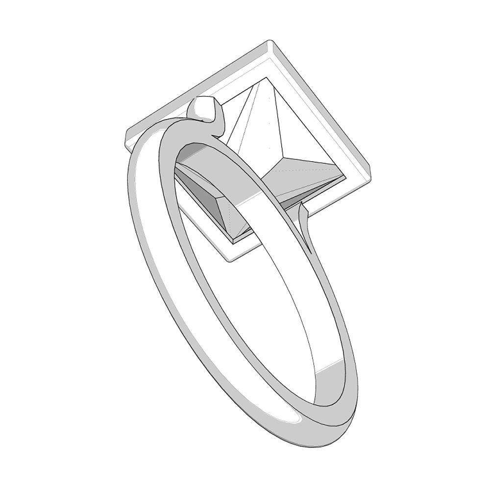 【3Dモデルデータ】リング8(プリンセスカット)【Ring8 Prinsess cut】