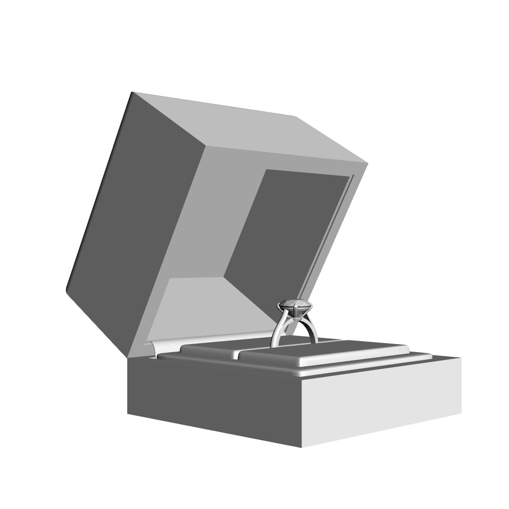 【3Dモデルデータ】リング9 : ケース付きの婚約指輪ラウンドブリリアントカット2ctアップ【3D model engagement ring】