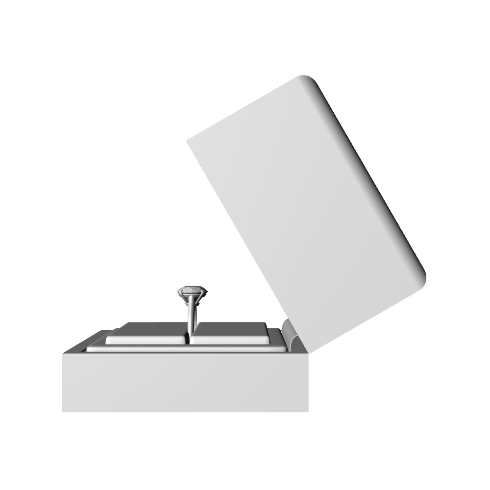 【3Dモデルデータ】リング9 : ケース付きの婚約指輪ラウンドブリリアントカット2ctアップ【3D model engagement ring】