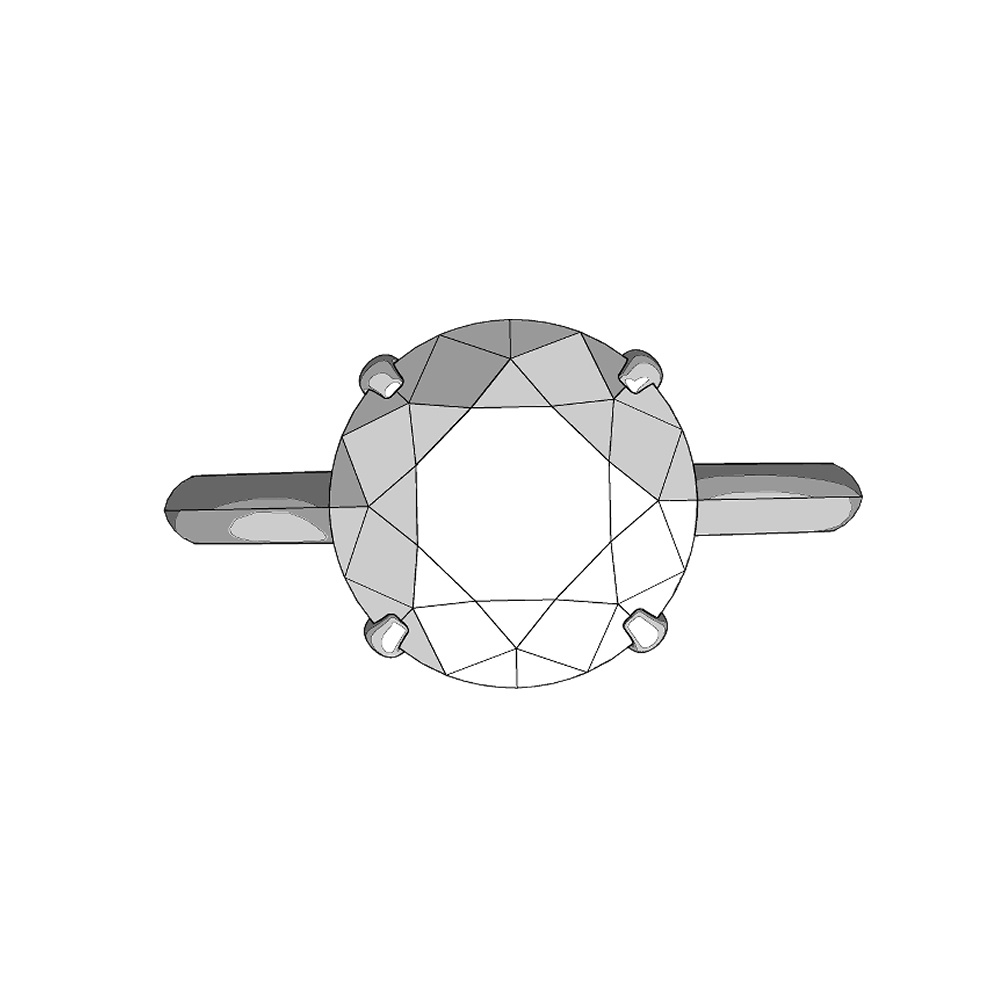 【3Dモデルデータ】リング9 : ケース付きの婚約指輪ラウンドブリリアントカット2ctアップ【3D model engagement ring】