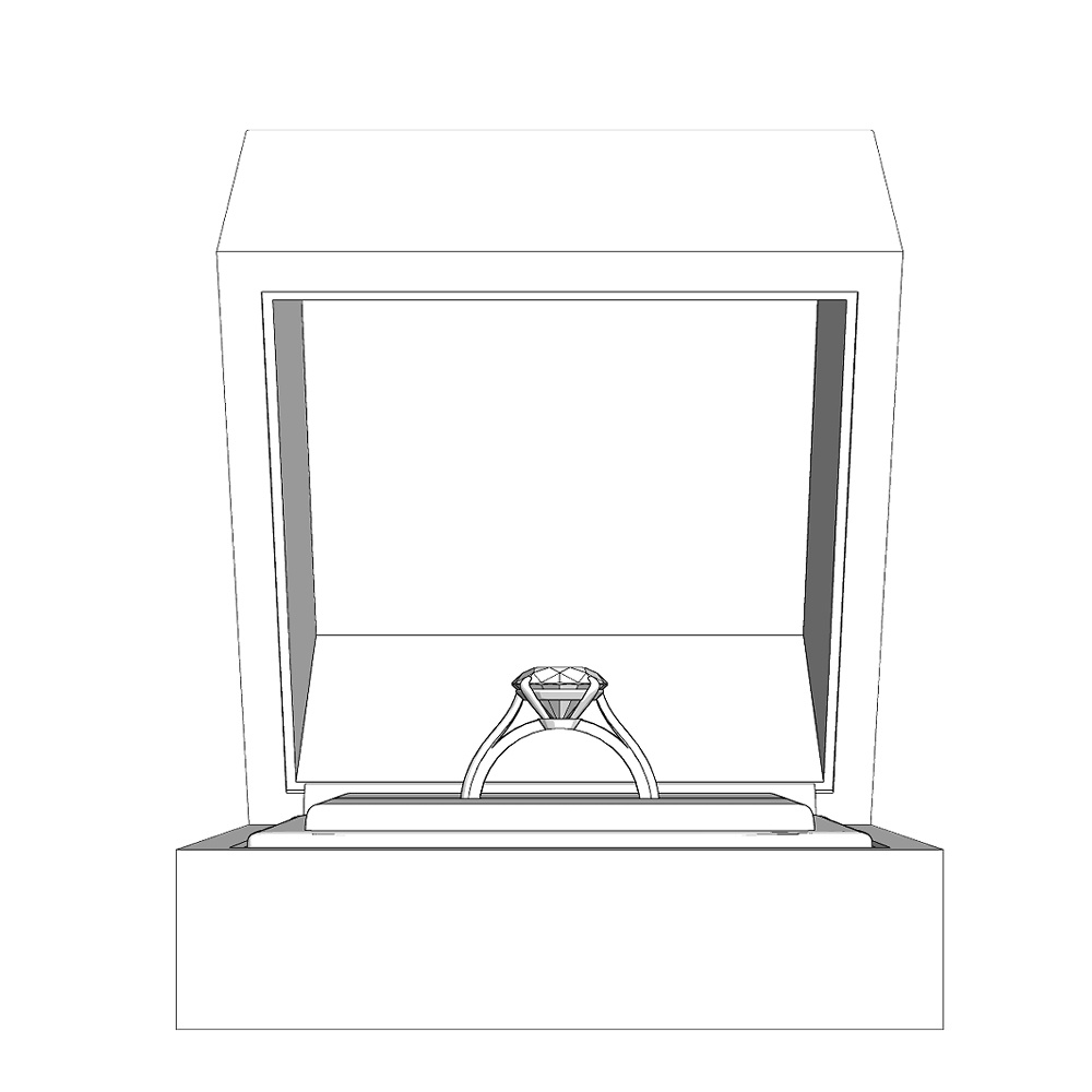 【3Dモデルデータ】リング9 : ケース付きの婚約指輪ラウンドブリリアントカット2ctアップ【3D model engagement ring】