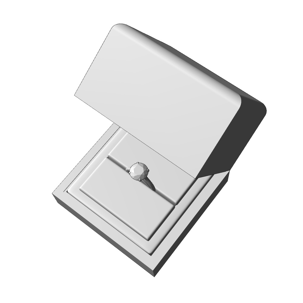 【3Dモデルデータ】リング9 : ケース付きの婚約指輪ラウンドブリリアントカット2ctアップ【3D model engagement ring】