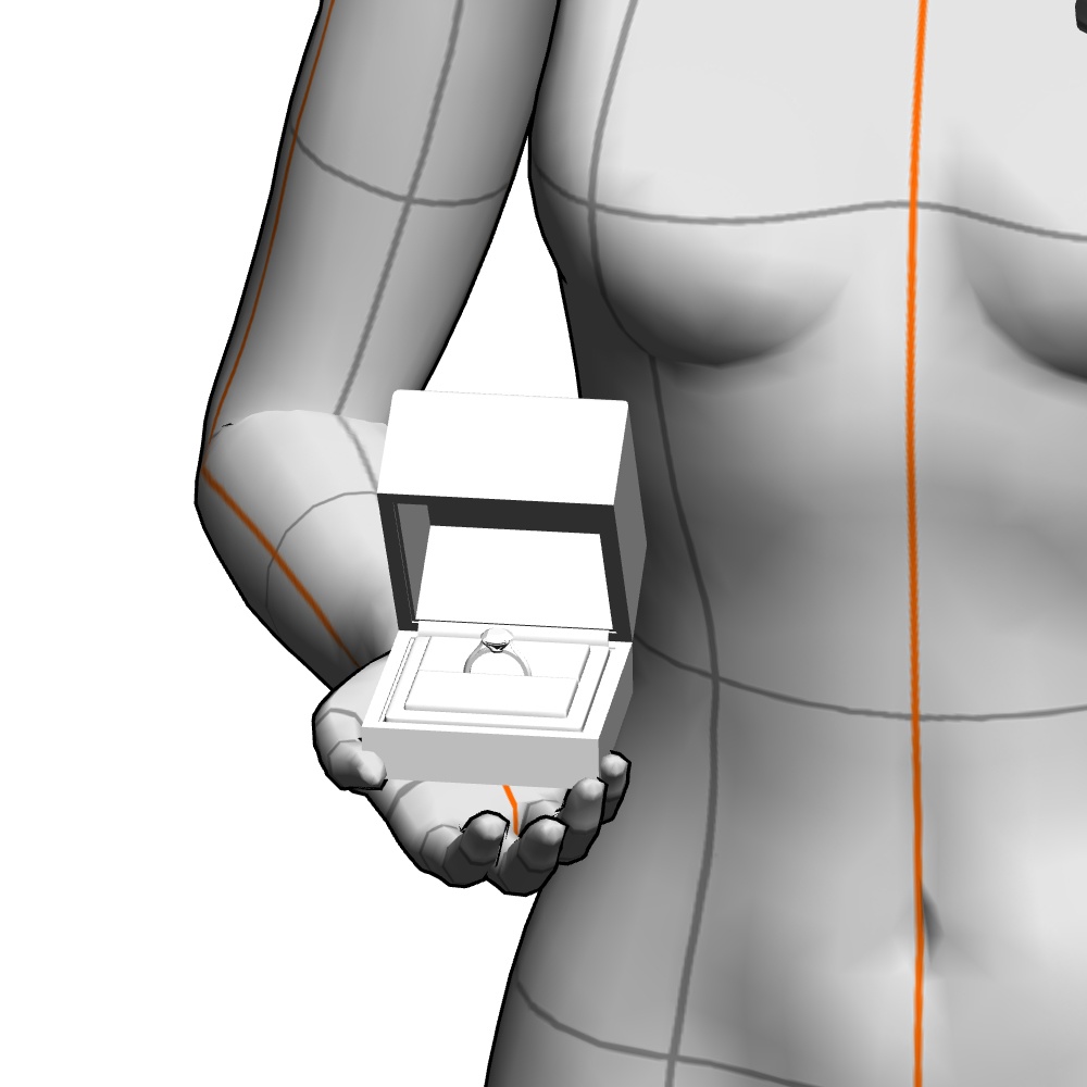 【3Dモデルデータ】リング9 : ケース付きの婚約指輪ラウンドブリリアントカット2ctアップ【3D model engagement ring】