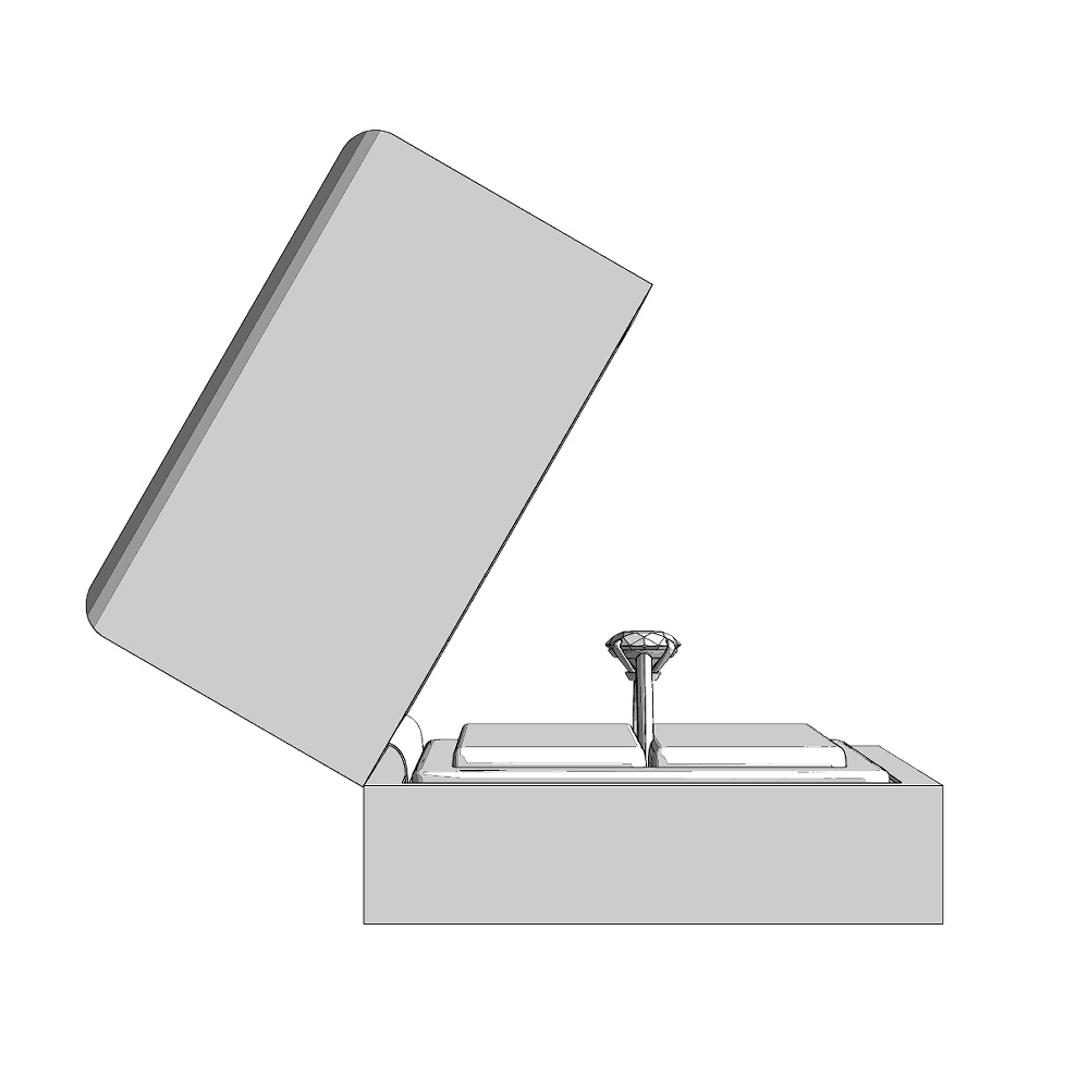 【3Dモデルデータ】リング9 : ケース付きの婚約指輪ラウンドブリリアントカット2ctアップ【3D model engagement ring】