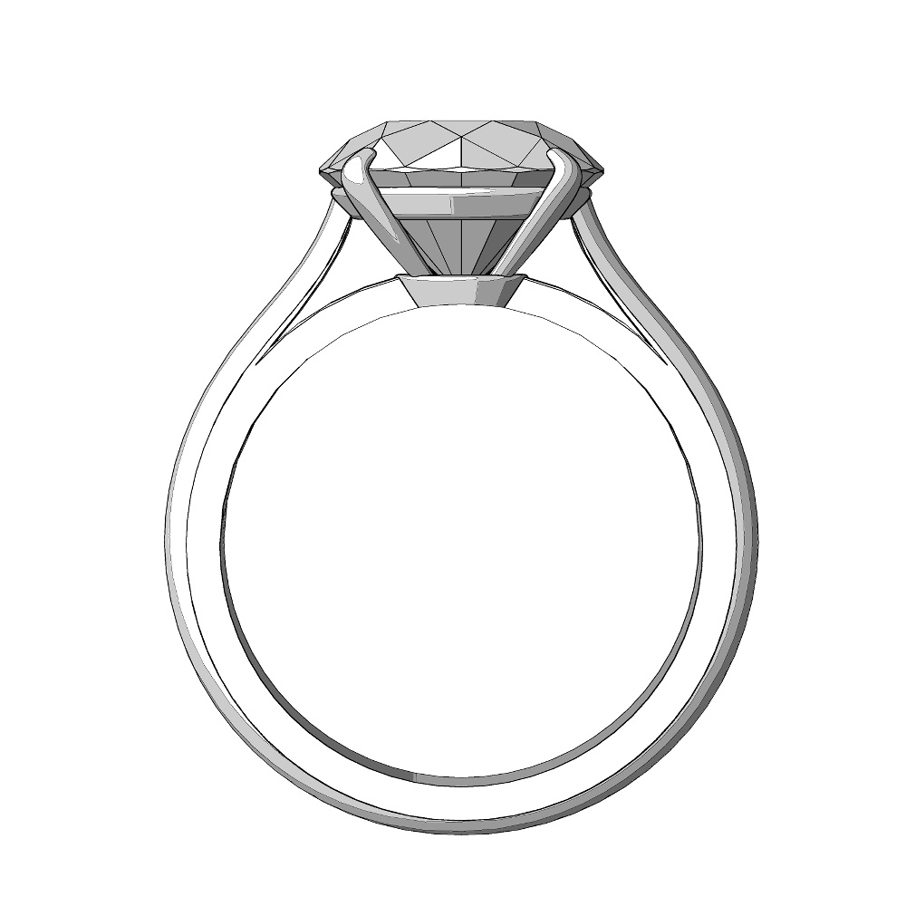 【3Dモデルデータ】リング9 : ケース付きの婚約指輪ラウンドブリリアントカット2ctアップ【3D model engagement ring】