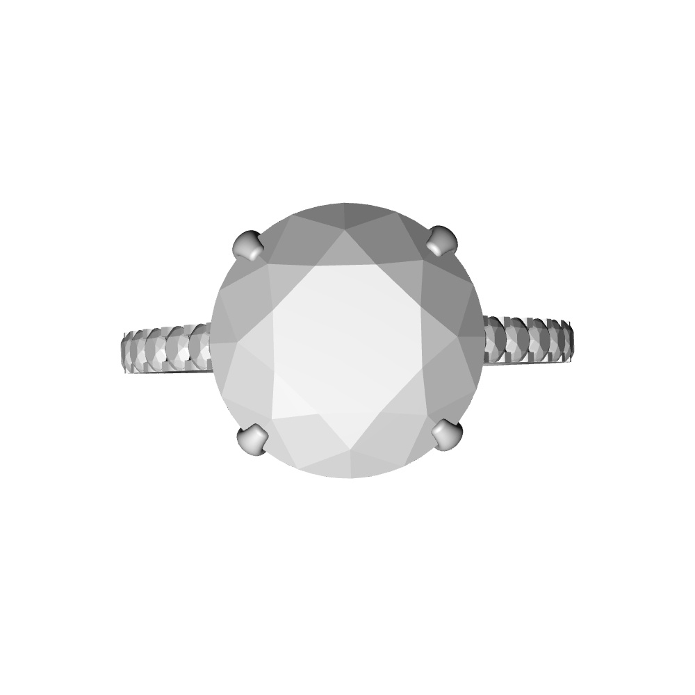 【3Dモデルデータ】リング10 : ケース付きの婚約指輪ラウンドブリリアントカット2ctアップ・メレの腕【3D model engagement ring】