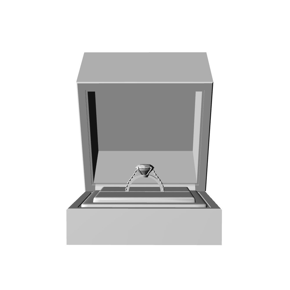 【3Dモデルデータ】リング10 : ケース付きの婚約指輪ラウンドブリリアントカット2ctアップ・メレの腕【3D model engagement ring】