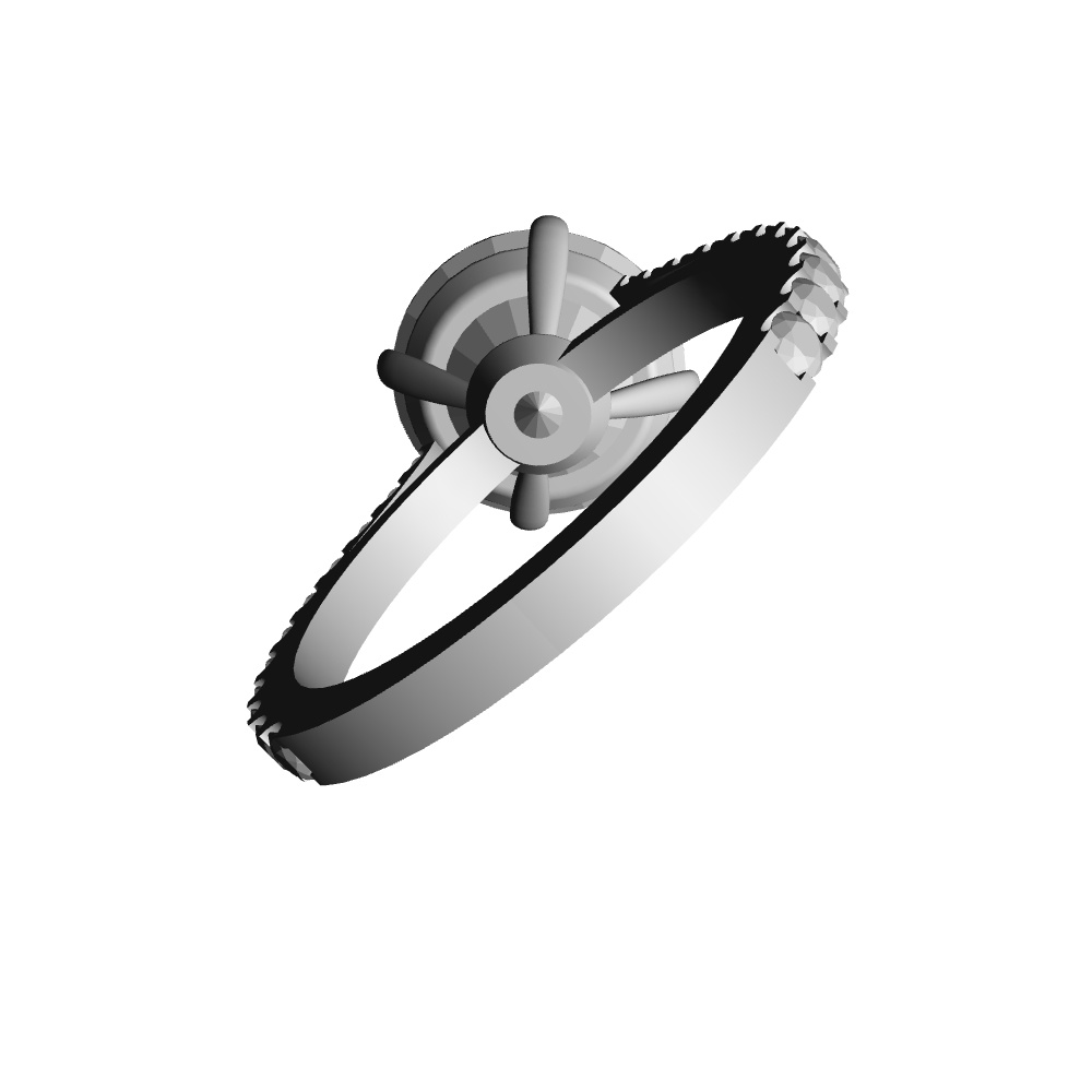 【3Dモデルデータ】リング10 : ケース付きの婚約指輪ラウンドブリリアントカット2ctアップ・メレの腕【3D model engagement ring】