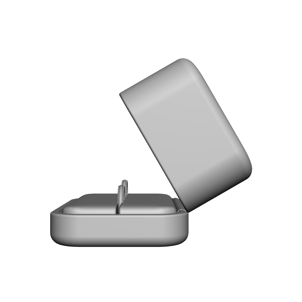 【3Dモデルデータ】リング11 : ケース付きペアリング(ミル打ち+メレダイア)【3DModel milgrainRing and jewelbox】