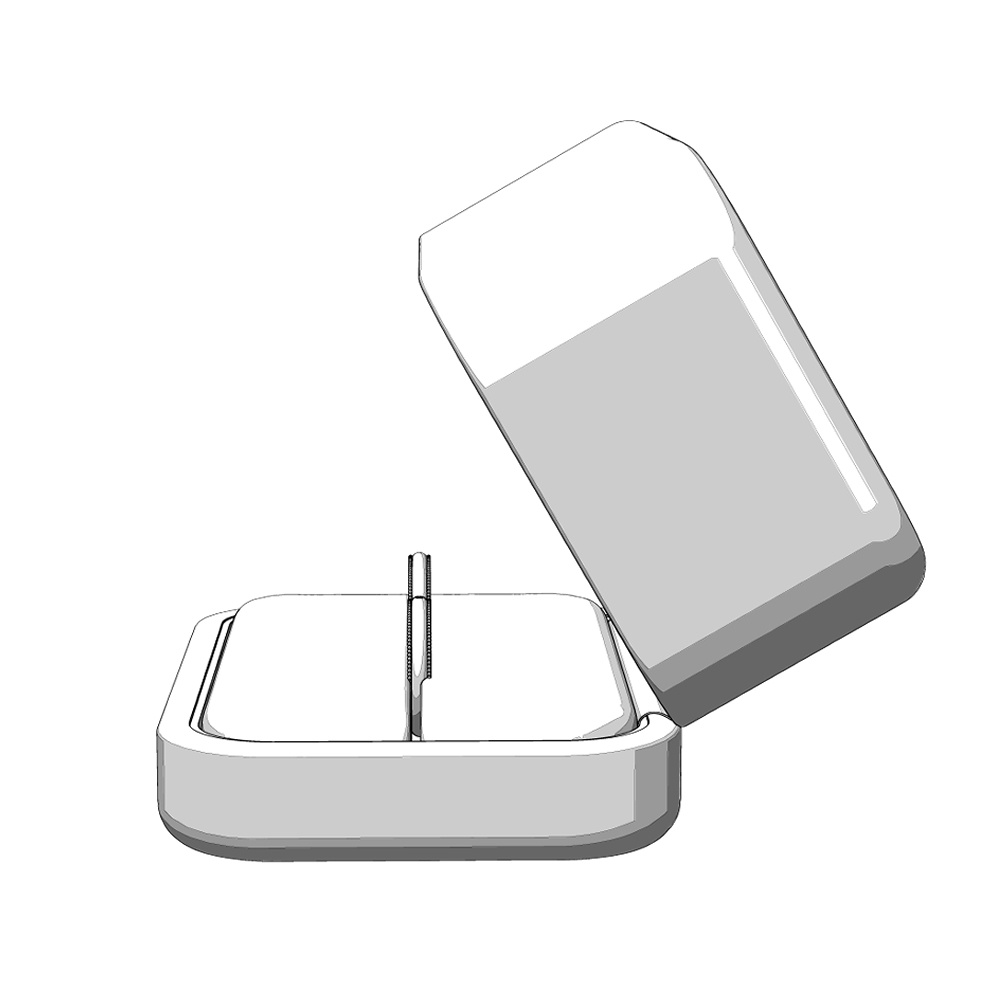 【3Dモデルデータ】リング11 : ケース付きペアリング(ミル打ち+メレダイア)【3DModel milgrainRing and jewelbox】