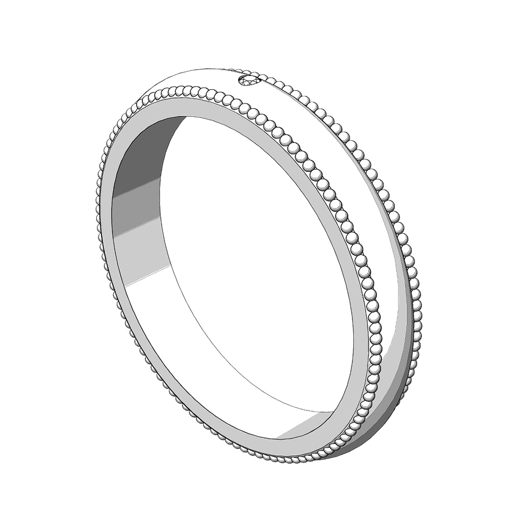 【3Dモデルデータ】リング11 : ケース付きペアリング(ミル打ち+メレダイア)【3DModel milgrainRing and jewelbox】