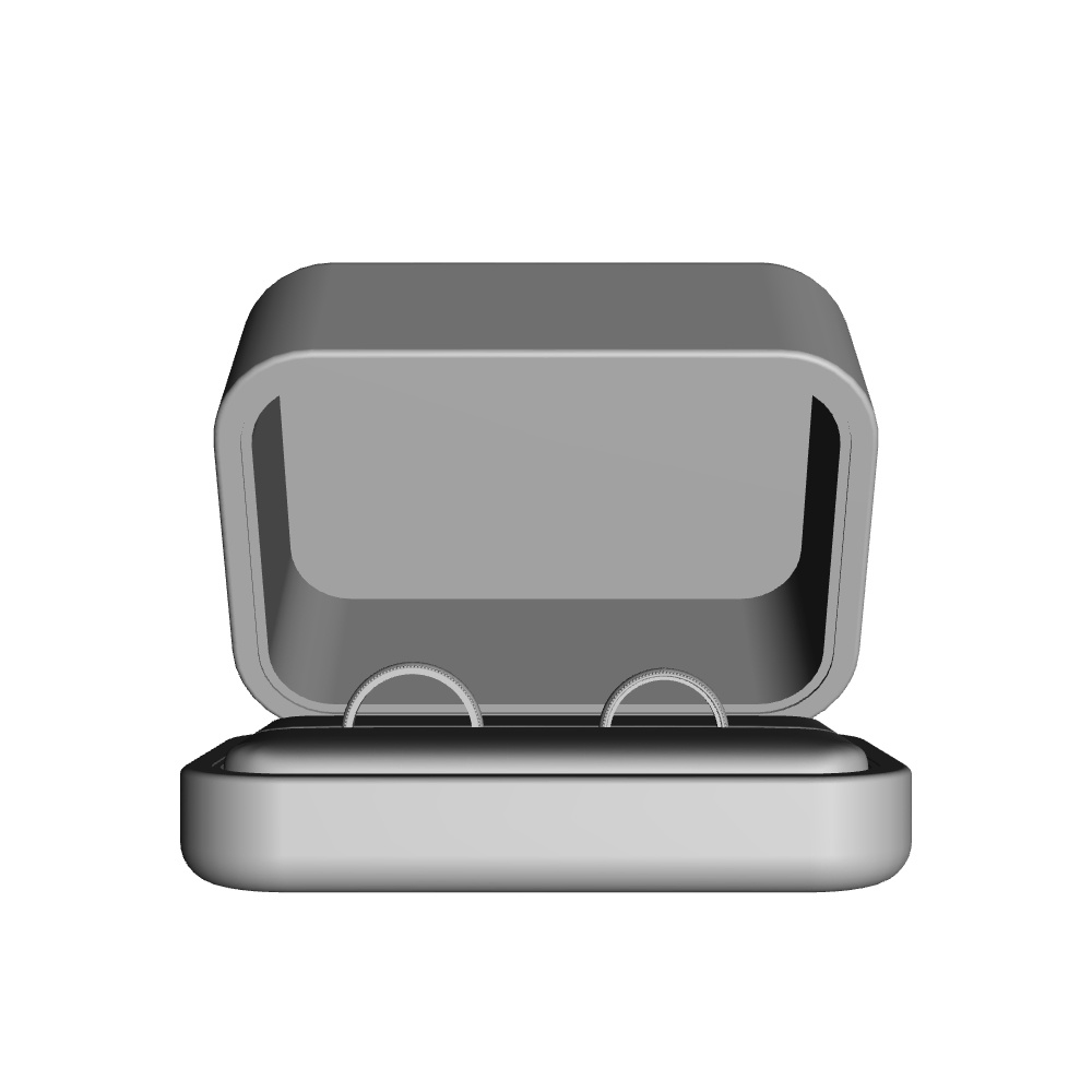 【3Dモデルデータ】リング11 : ケース付きペアリング(ミル打ち+メレダイア)【3DModel milgrainRing and jewelbox】