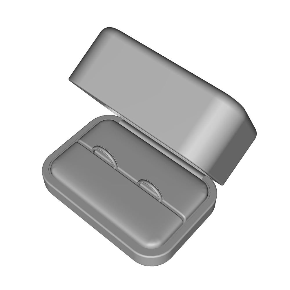 【3Dモデルデータ】リング11 : ケース付きペアリング(ミル打ち+メレダイア)【3DModel milgrainRing and jewelbox】