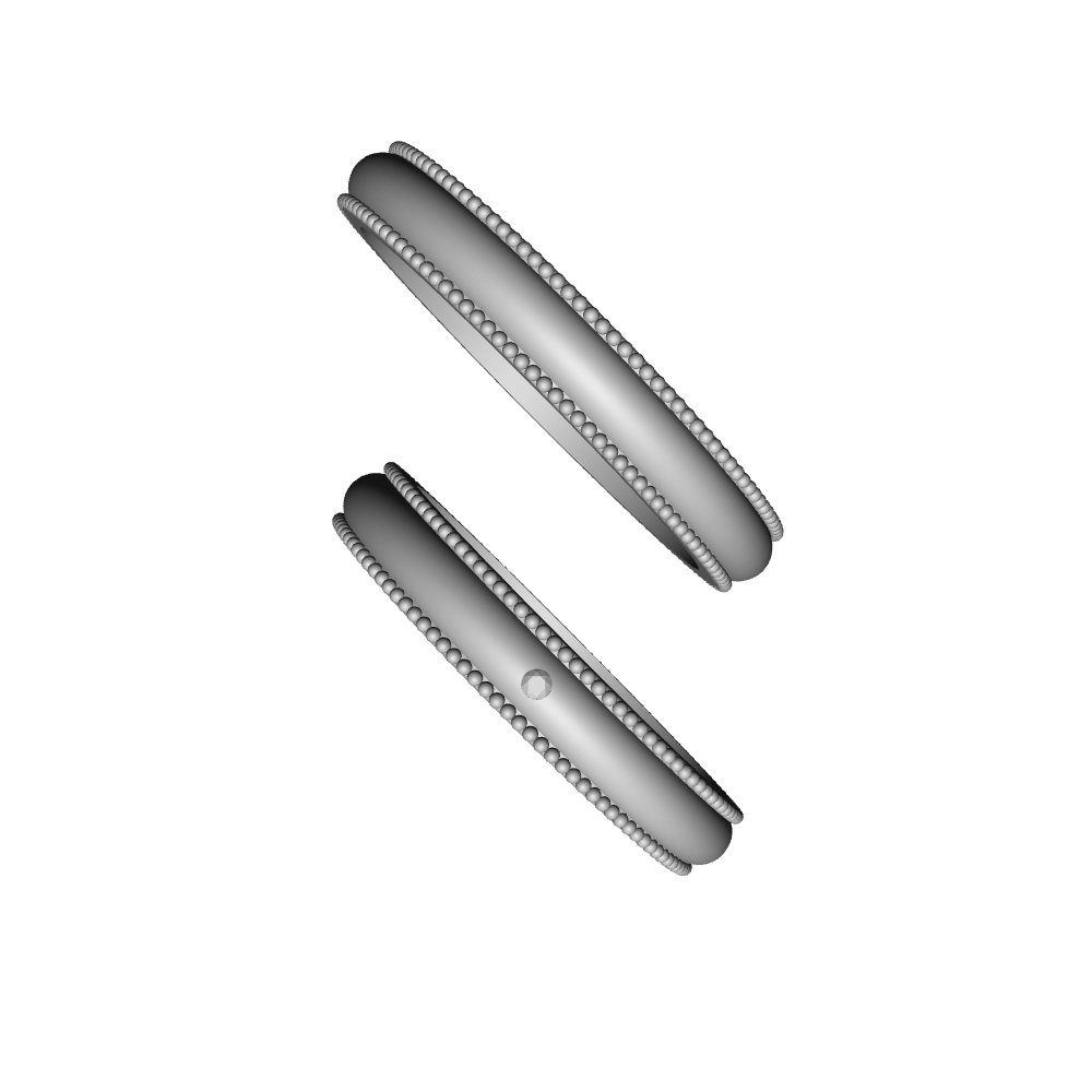 【3Dモデルデータ】リング11 : ケース付きペアリング(ミル打ち+メレダイア)【3DModel milgrainRing and jewelbox】