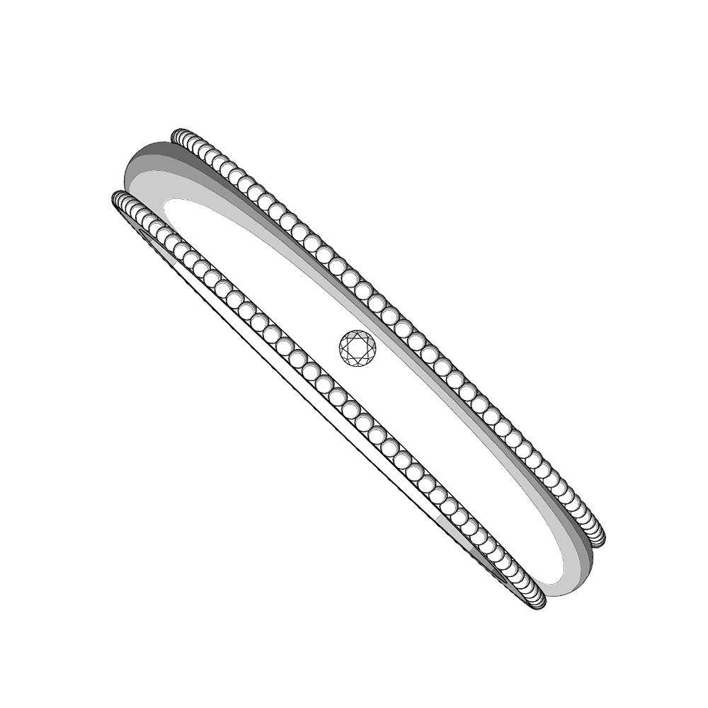 【3Dモデルデータ】リング11 : ケース付きペアリング(ミル打ち+メレダイア)【3DModel milgrainRing and jewelbox】