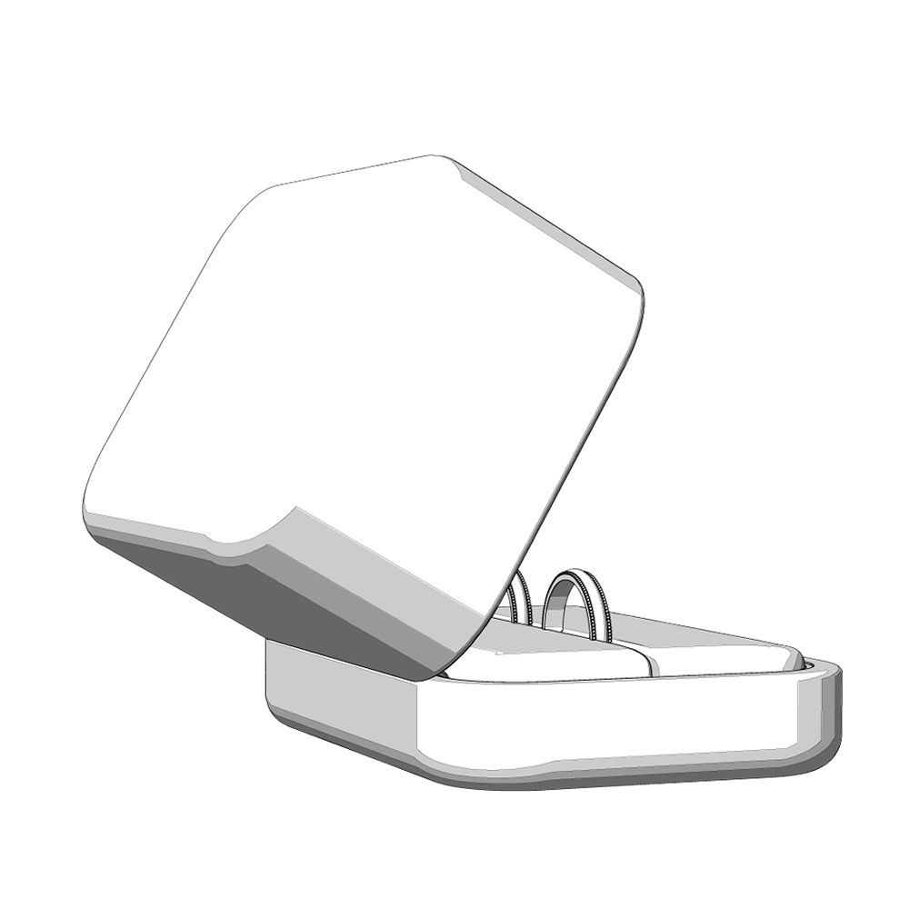 【3Dモデルデータ】リング11 : ケース付きペアリング(ミル打ち+メレダイア)【3DModel milgrainRing and jewelbox】