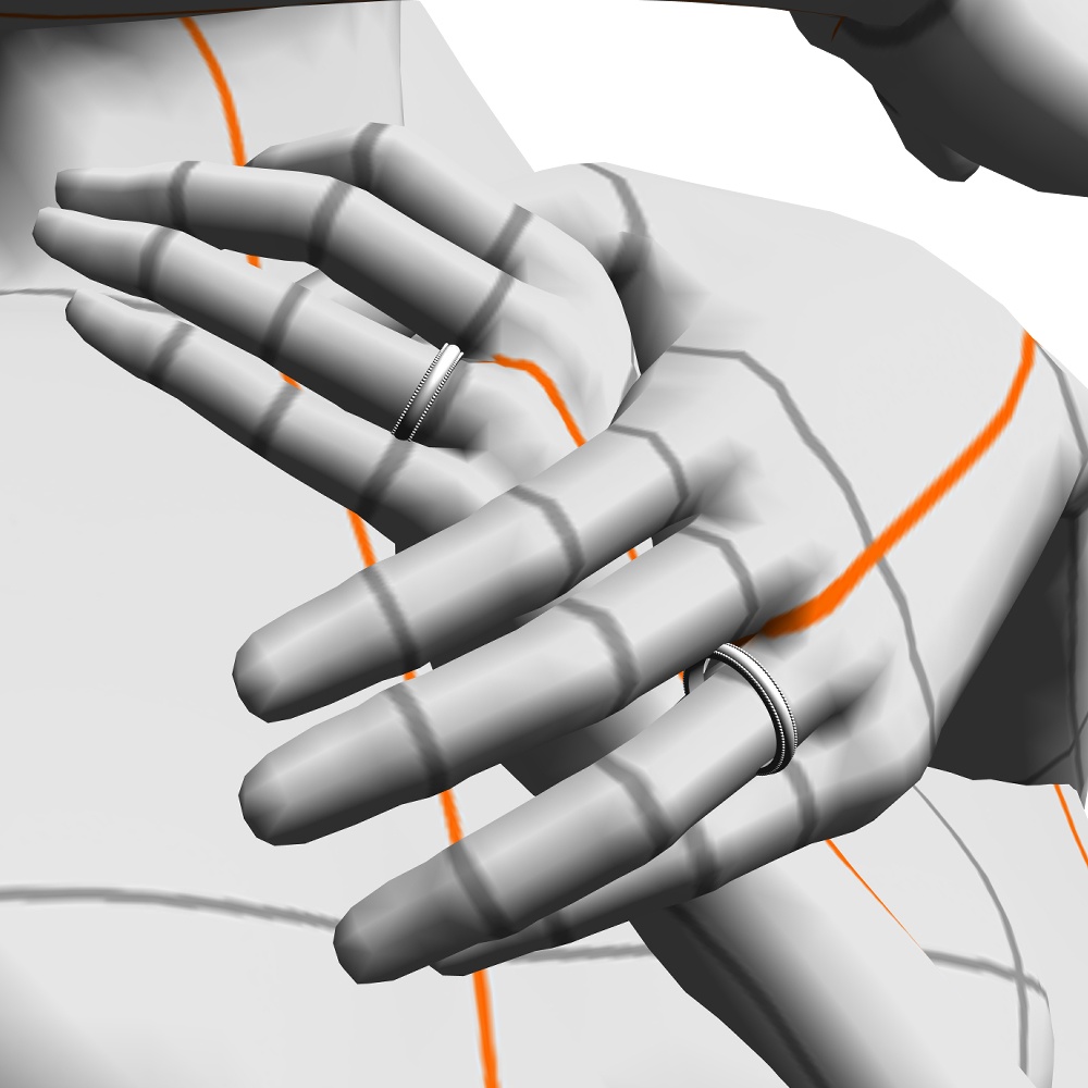 【3Dモデルデータ】リング11 : ケース付きペアリング(ミル打ち+メレダイア)【3DModel milgrainRing and jewelbox】