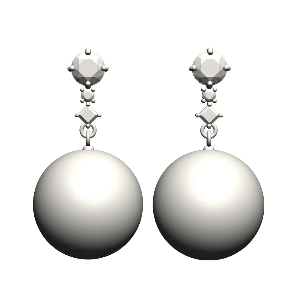【3Dモデルデータ】ペンダント6 : 真珠のペンダント兼ピアス【3D model pearlpendant and earrings】