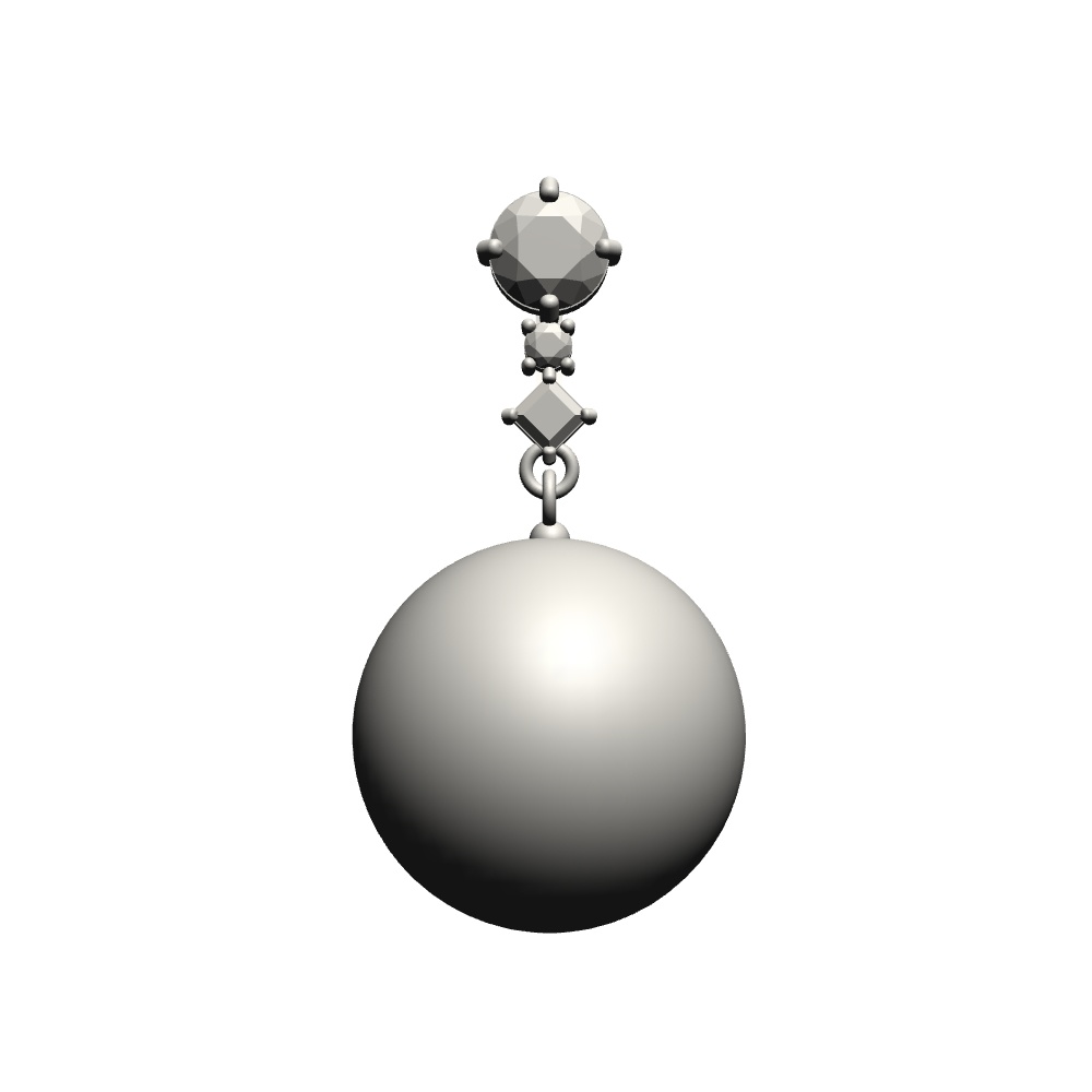 【3Dモデルデータ】ペンダント6 : 真珠のペンダント兼ピアス【3D model pearlpendant and earrings】